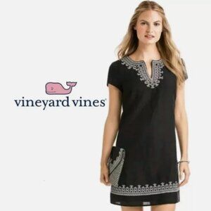 Vineyard Vines Embroidered Linen-Blend Shift Dress (Size 2)